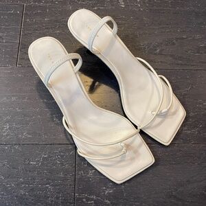 The Row Bare Sandal 65mm Heel White Leather Strappy Shoes Size 37 worn once